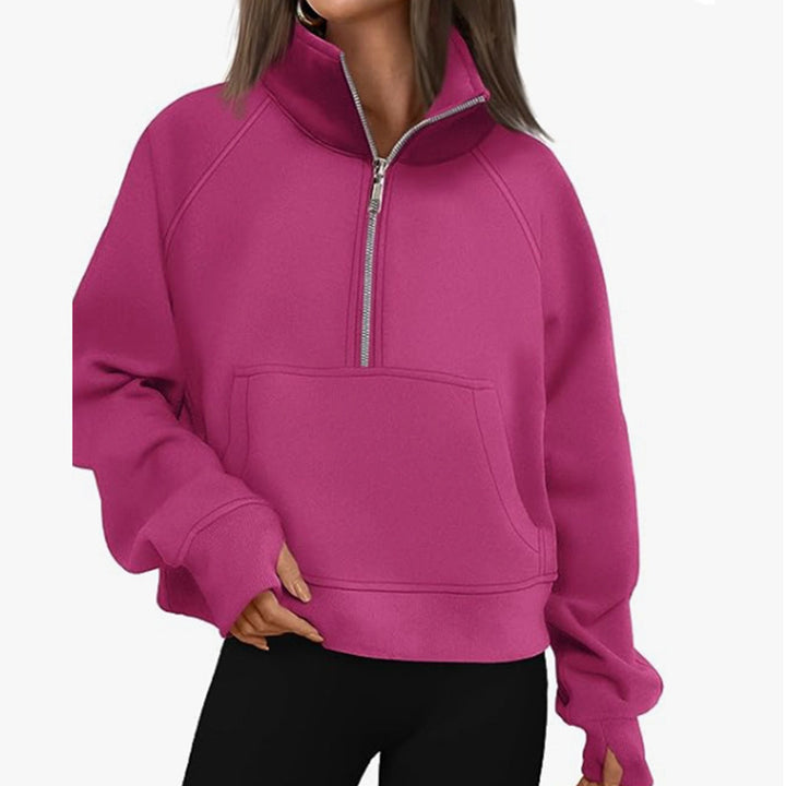 Damen Sportlicher Hoodie mit hohem Kragen Drune