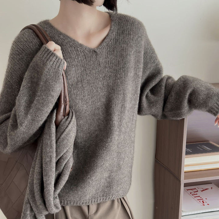 Femme Luxuriöser V-Ausschnitt Pullover Drune