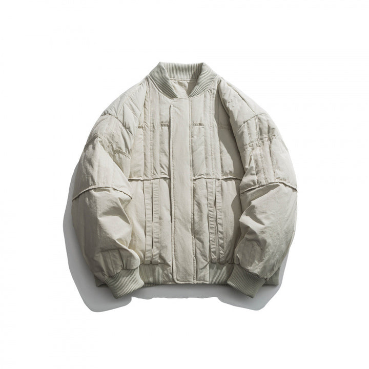 Unisex Boxy wattierte Bomberjacke mit Rippenbündchen und kastiger Silhouette Drune
