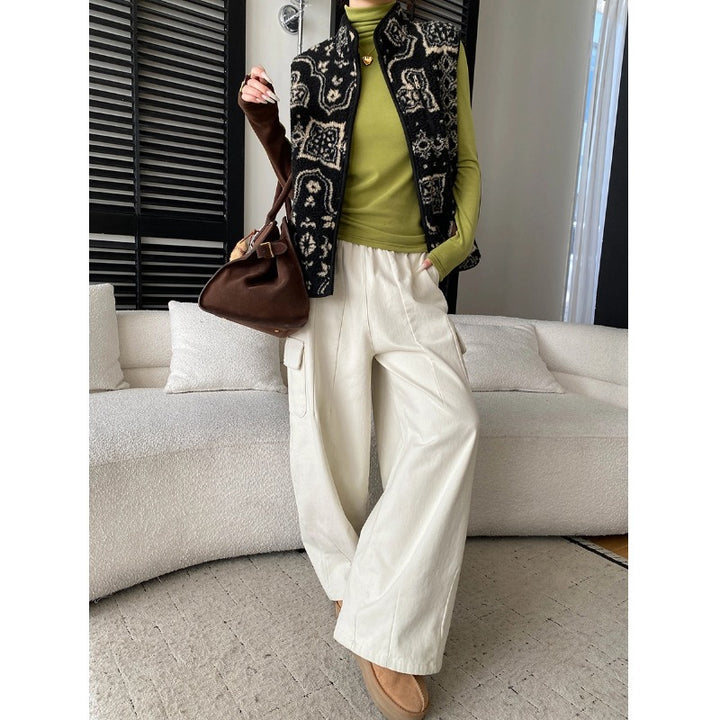 Damen Fleece-Weste mit floralem Muster und praktischen Taschen Drune