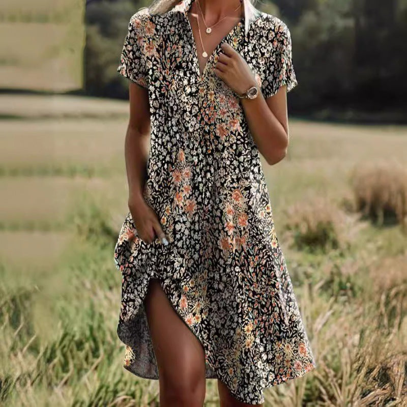 Damen Sommerkleid mit floralen Mustern Drune