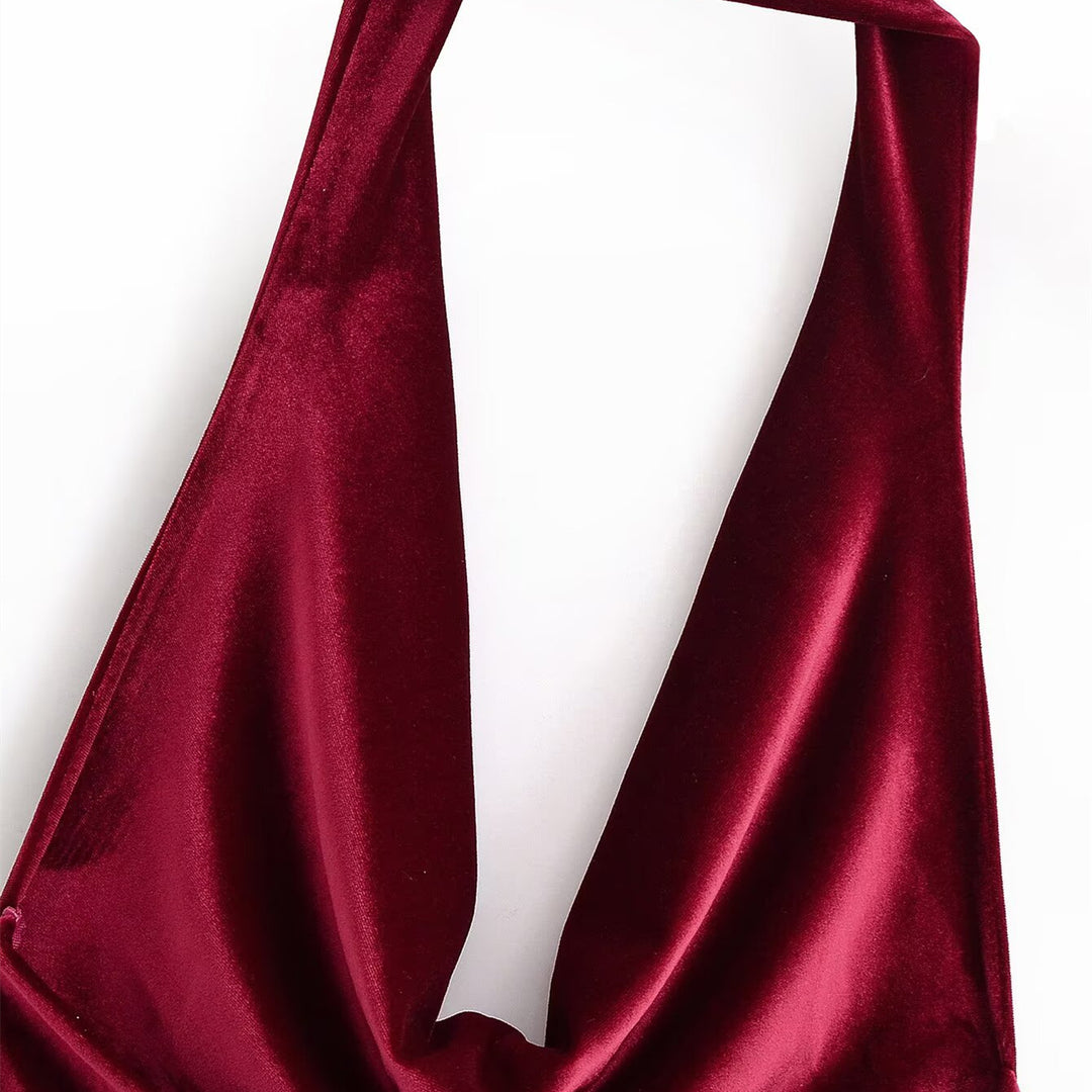 Damen elegantes Maxikleid mit tiefem V-Ausschnitt und fließendem Satin-Finish Drune