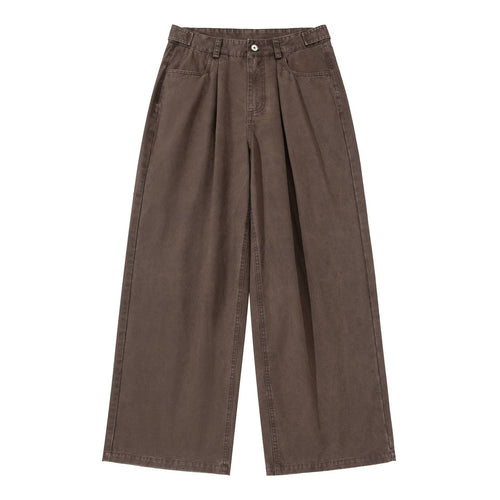 Damen Hochtaillierte Canvas-Culotte mit Vorderfalten und geradem Bein Drune
