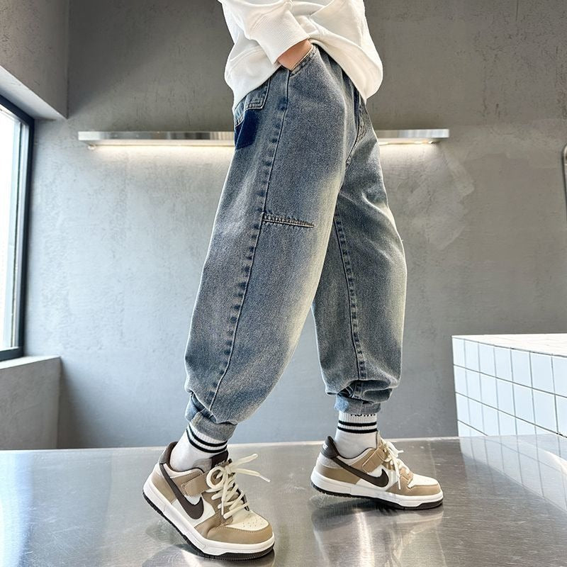 Herren lässige Baggy-Jeans mit farbigen Applikationen Drune