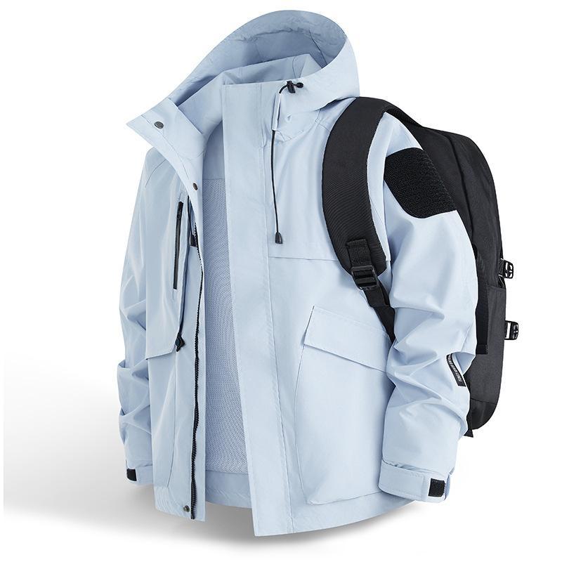 Herren Urbaner wetterabweisender Kapuzenparka mit Multifunktionstaschen und Mesh-Innenfutter Drune
