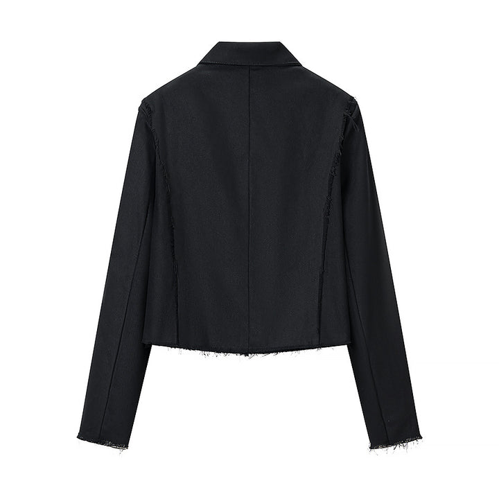 Damen Kurze militärisch inspirierte Jacke mit Zierkordeln und fransigem Saum Drune