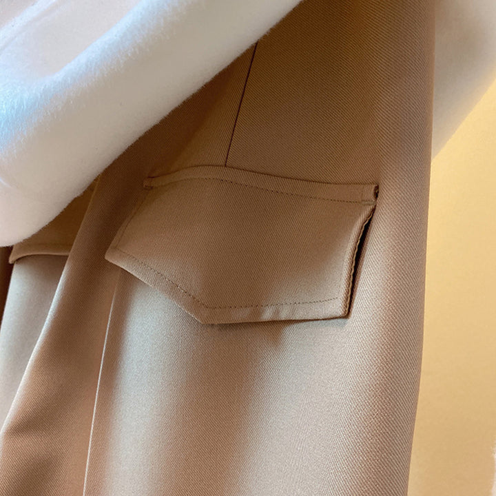 Damen Elegante und hoch taillierte Stoffhose mit breitem Bein Drune