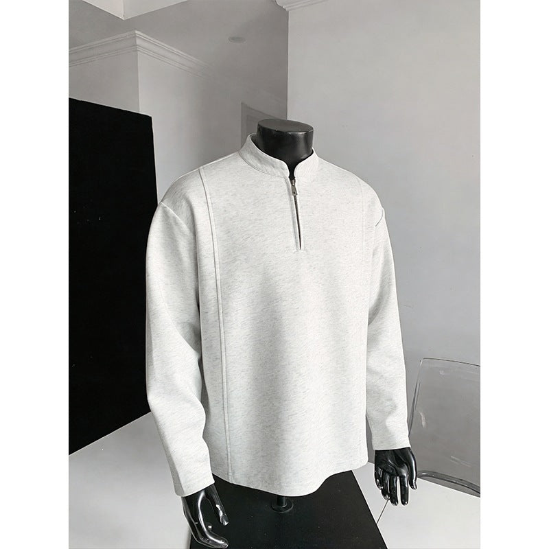 Herren Modernes Halbzip-Sweatshirt mit kurzem Reißverschluss und cleanem Minimaldesign Drune