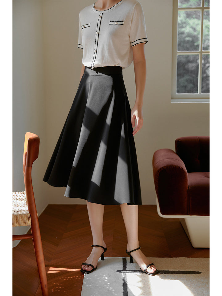 Damen Eleganter Midirock mit fließendem Schnitt Drune