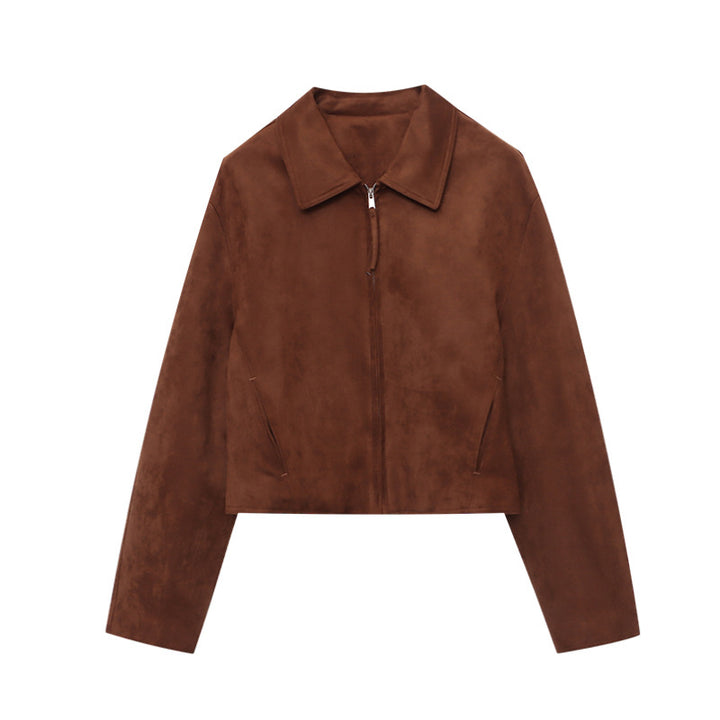 Damen Kurzjacke aus weichem Wildlederimitat mit minimalistischen Details Drune