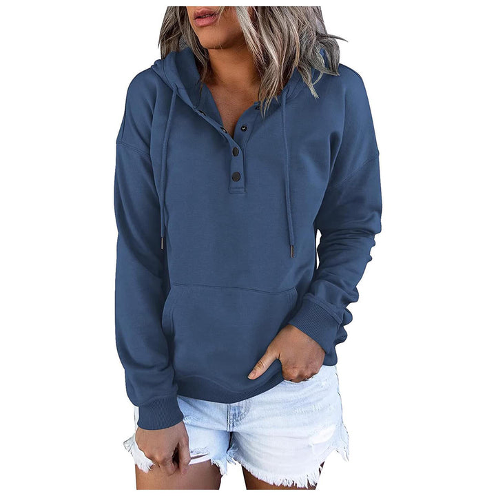 Damen Sportlicher Hoodie mit Knopfleiste und lässigem Schnitt Drune