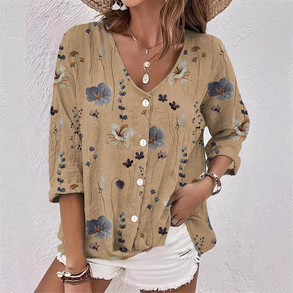 Damen Bluse mit floralem Druck und lässigem Schnitt Drune