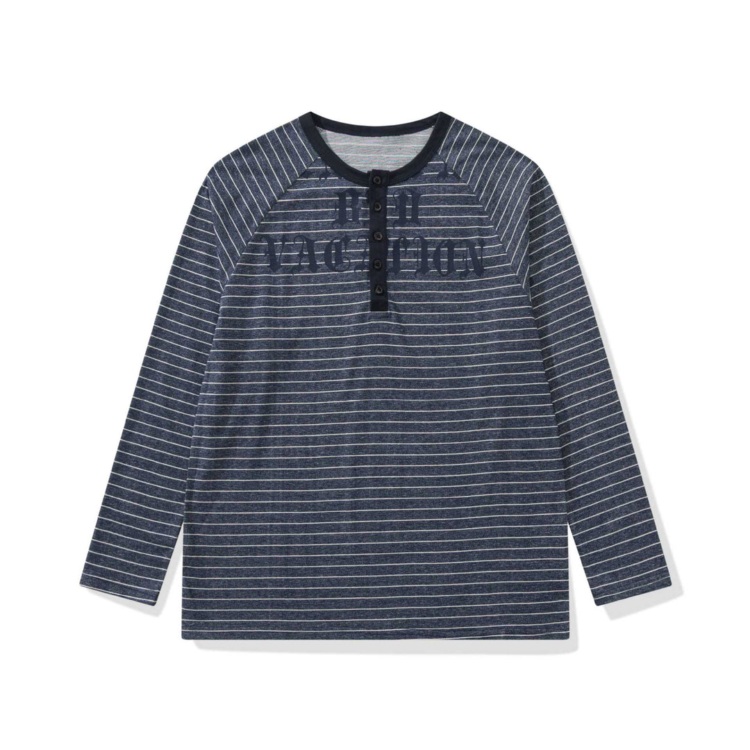 Herren Longsleeve-Henley mit Raglanärmeln und Knopfleiste Drune