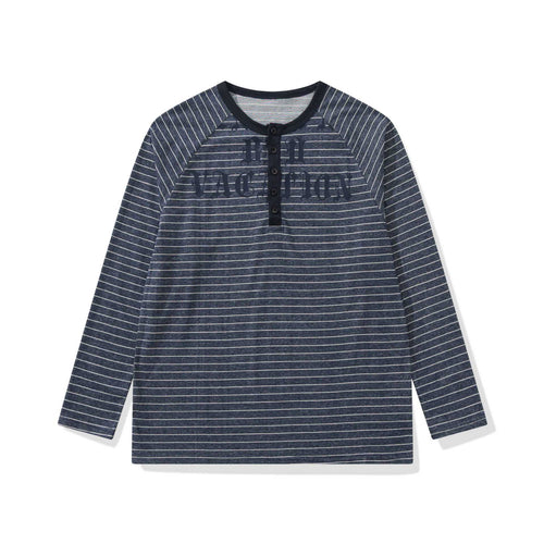 Herren Longsleeve-Henley mit Raglanärmeln und Knopfleiste Drune