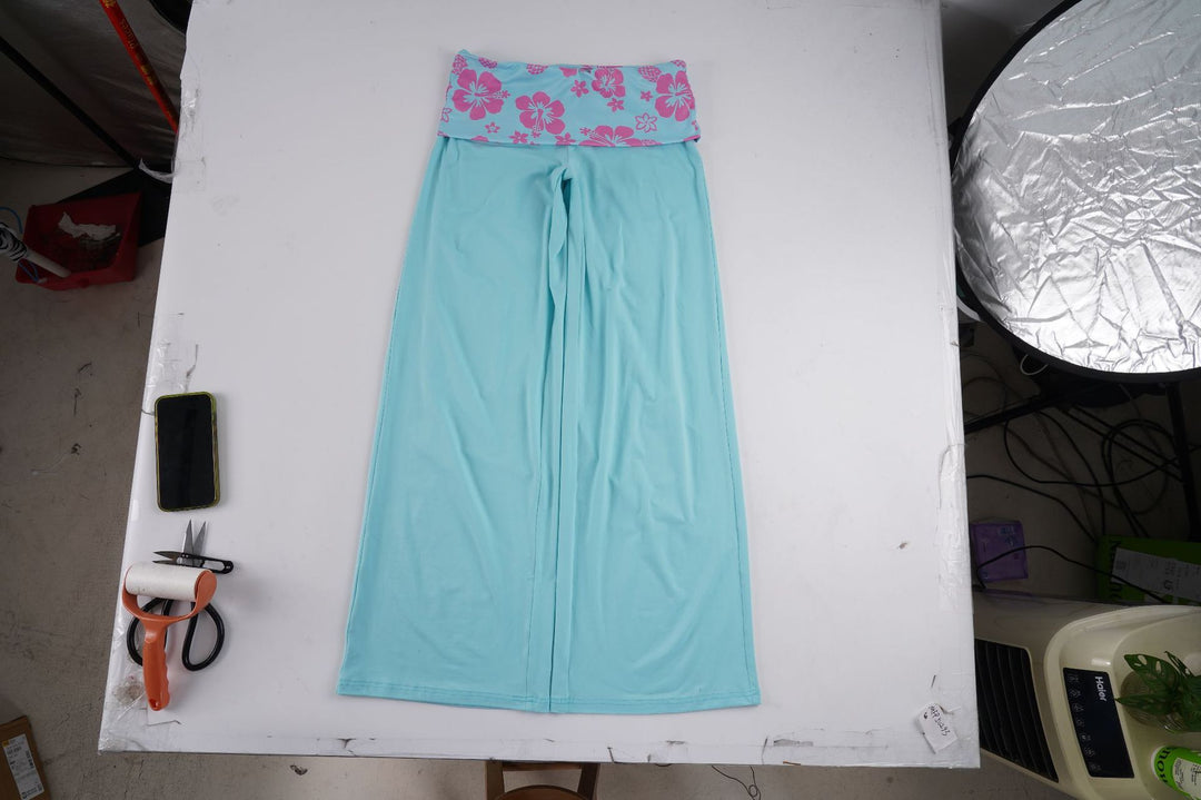Damen nan weite Yoga-Palazzohose mit Umschlagbund und hoher Taille Drune