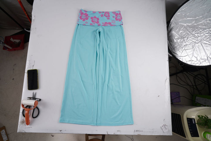 Damen nan weite Yoga-Palazzohose mit Umschlagbund und hoher Taille Drune