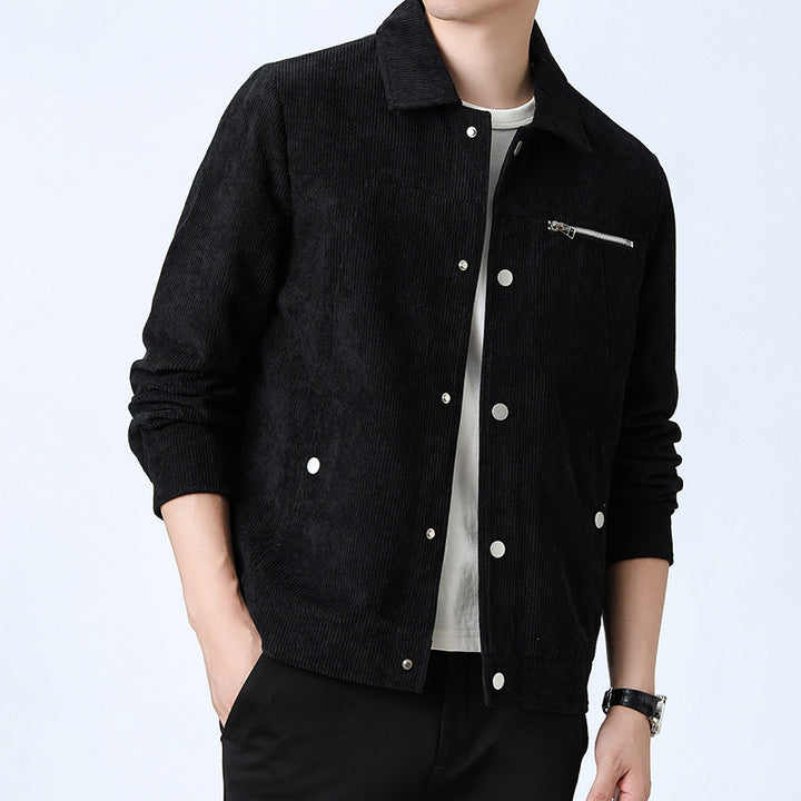 Herren Cord‑Overshirt aus Breitcord mit Druckknopf‑Front und Zipper‑Brusttasche Drune