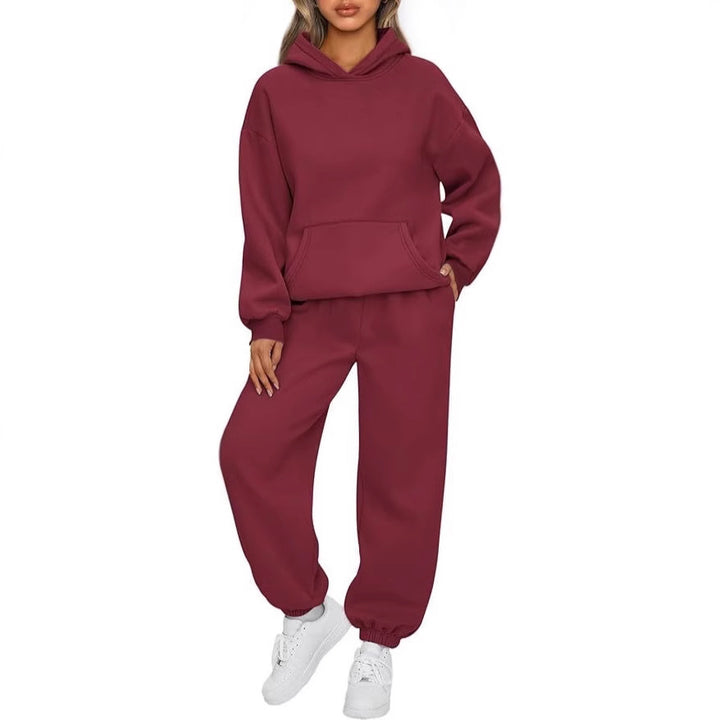 Damen nan luxuriöses Oversize-Loungewear-Set Kapuzenpullover mit Kängurutasche und weit geschnittene Jogginghose mit elastischen Knöchelabschlüssen Drune