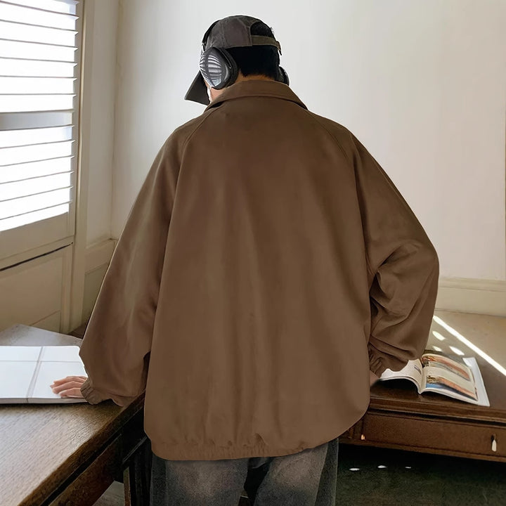 Herren Oversized Coachjacke aus Mikrofaser mit Druckknopfverschluss Drune