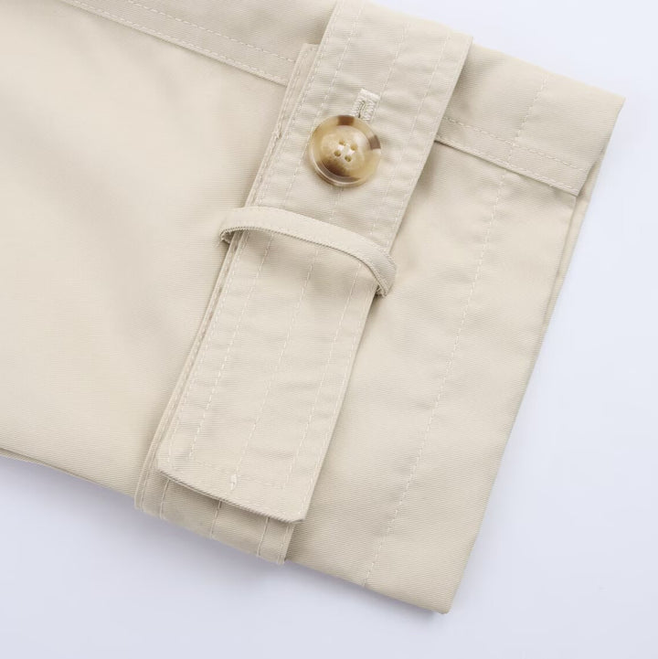 Damen modische Trenchjacke mit kleinem Kragen und doppelter Knopfleiste Drune