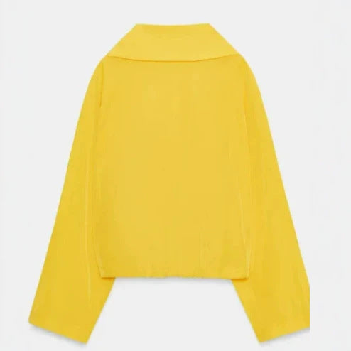 Damen Leichte Oversize‑Utilityjacke mit Tunnelzug‑Taillierung, Stehkragen und Ballonärmeln Drune