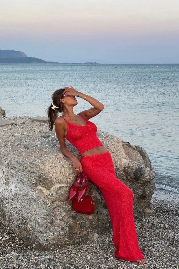 Damen Strick-Top und Maxi-Rock Set Drune