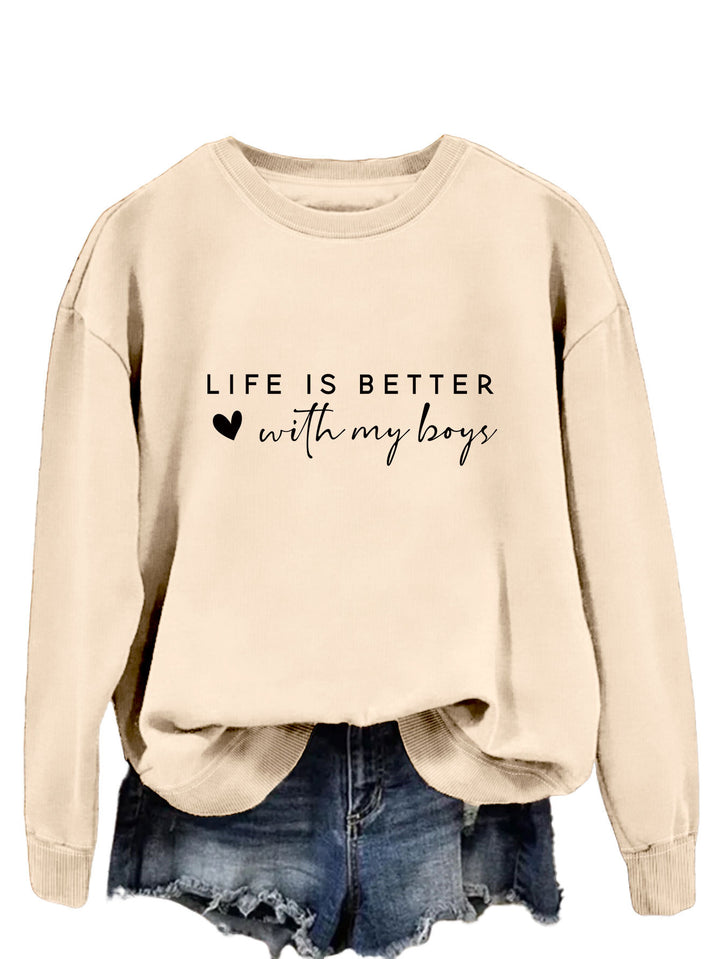 Damen gemütlicher Rundhals-Sweater mit inspirierendem Aufdruck Drune