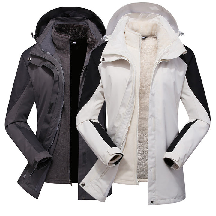 Damen Modulare Softshell-Regenjacke mit herausnehmbarer Fleece-Innenjacke und verstellbarer Kapuze Drune