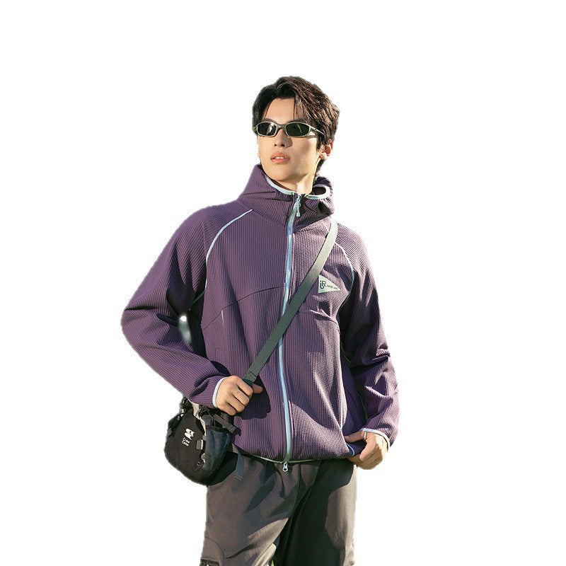 Damen Kapuzenjacke aus atmungsaktivem Waffelstrick mit oversized Schnitt und Reißverschluss Drune