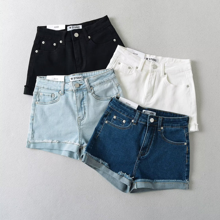 Damen Jeansshorts mit lässigem Schnitt und versäuberten Abschlüssen Drune