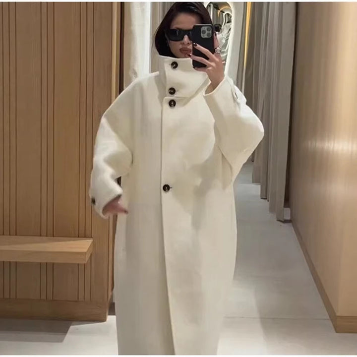 Damen Modischer Oversized-Mantel mit hohem Kragen Drune