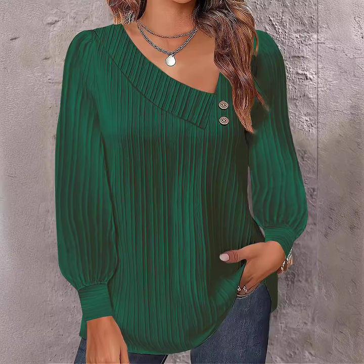 Damen Elegante Oberteil mit strukturiertem Rippdesign und Knopfdetails Drune