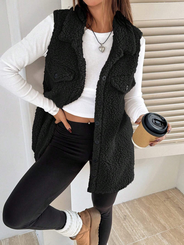 Damen Teddy-Weste mit Taschen Drune
