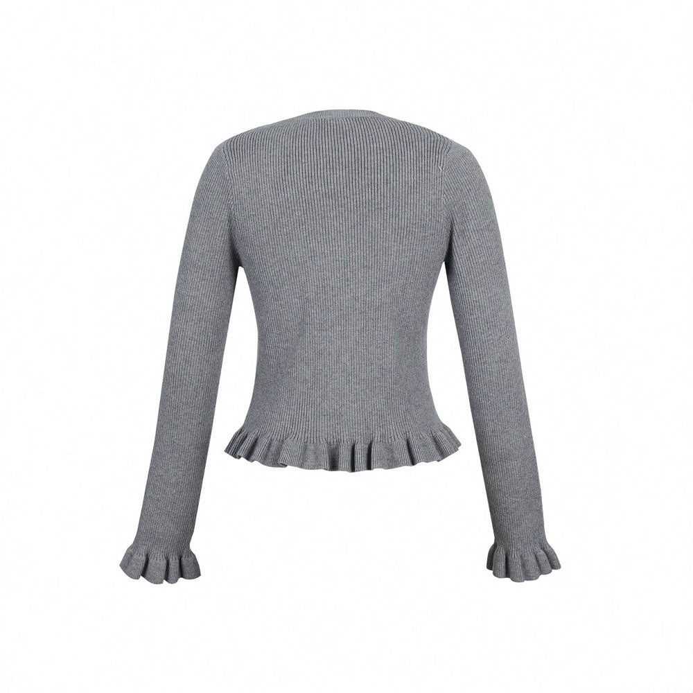 Strickjacke Damen kurzarm mit Wellenkante