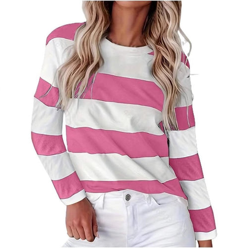 Damen lässiges gestreiftes Langarmshirt Drune