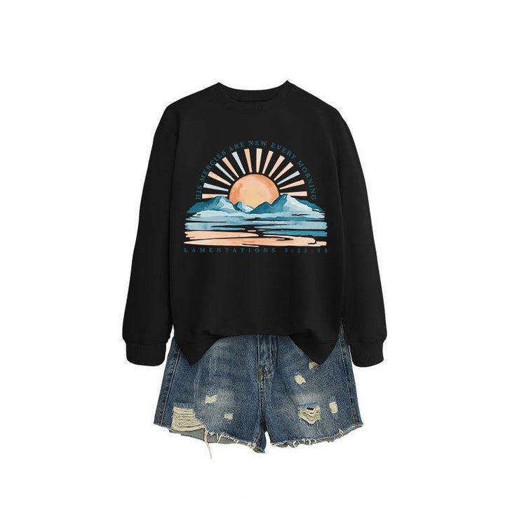 Damen Sweatshirt mit inspirierendem Sonnenaufgangsdesign und lässigem Schnitt Drune