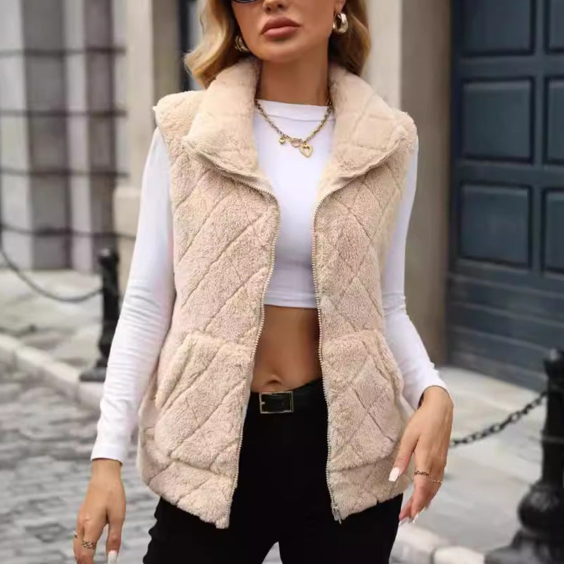 Damen Fleece-Weste mit modernem Steppmuster und praktischen Taschen Drune