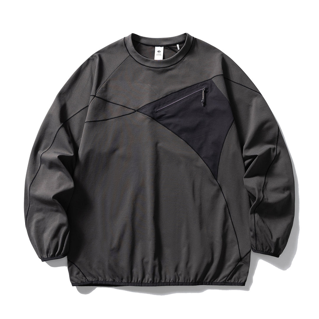 Unisex Technisches Oversize-Sweatshirt mit diagonalem Reißverschluss‑Brustfach Drune