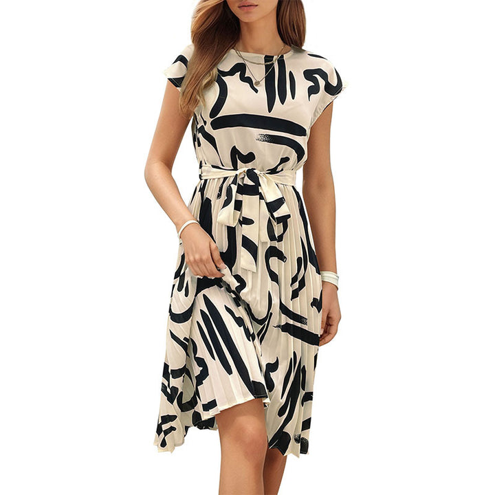 Damen Midikleid mit asymmetrischem Saum und dekorativem Bindegürtel Drune