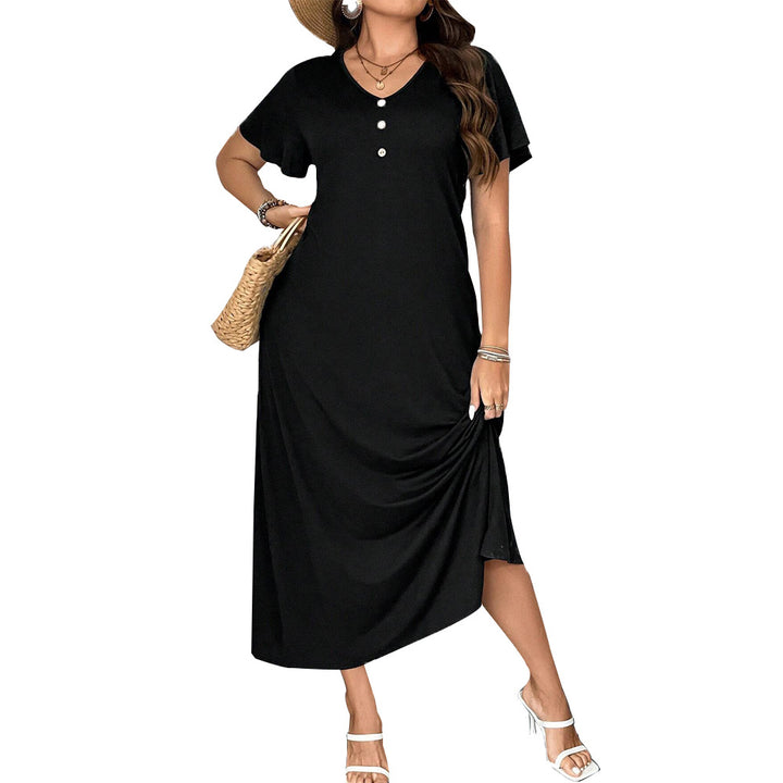 Damen lässiges Maxikleid mit Knopfdetails und elegantem Schnitt Drune