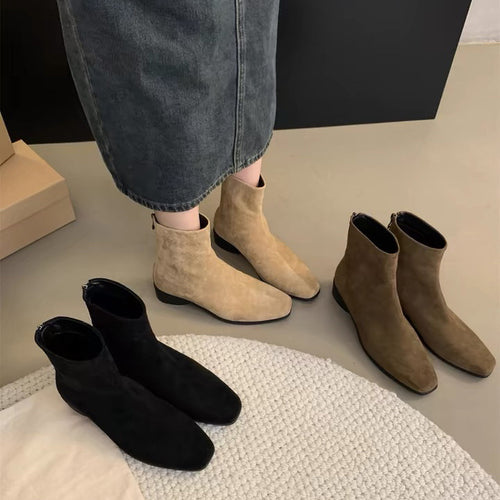 Damen Modische Wildleder Stiefeletten Drune