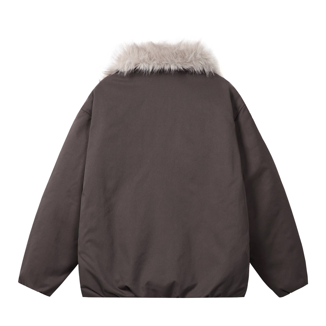 Damen Kurzblouson im Boxy‑Cut mit voluminösem Kunstfellkragen und Zwei-Wege‑Reißverschluss Drune