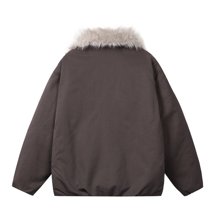 Damen Kurzblouson im Boxy‑Cut mit voluminösem Kunstfellkragen und Zwei-Wege‑Reißverschluss Drune