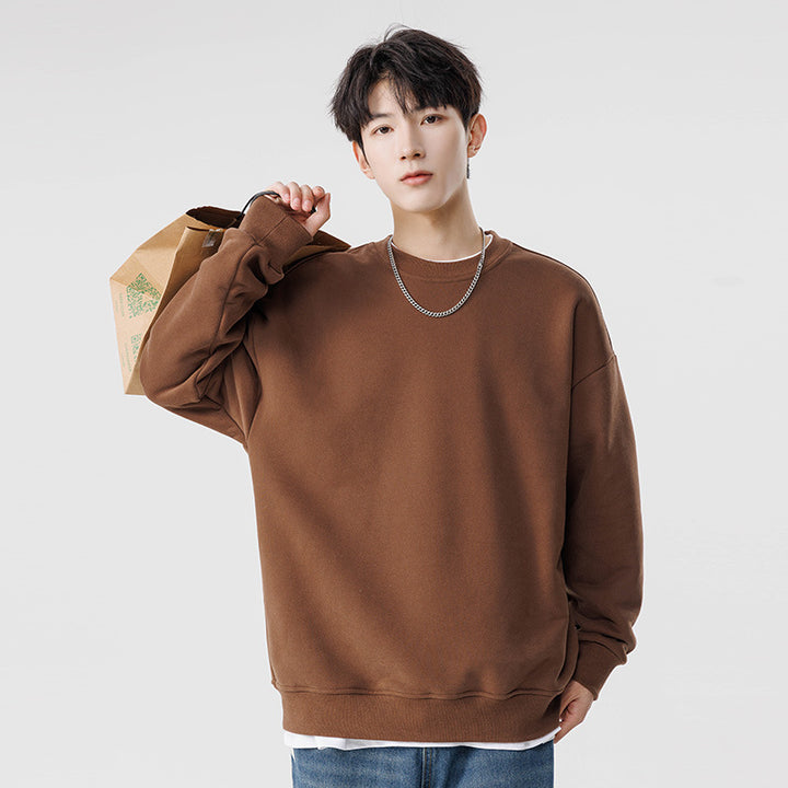 Unisex Oversize Rundhals-Sweatshirt aus schwerer Baumwollmischung mit geripptem Saum und Raglanärmeln Drune