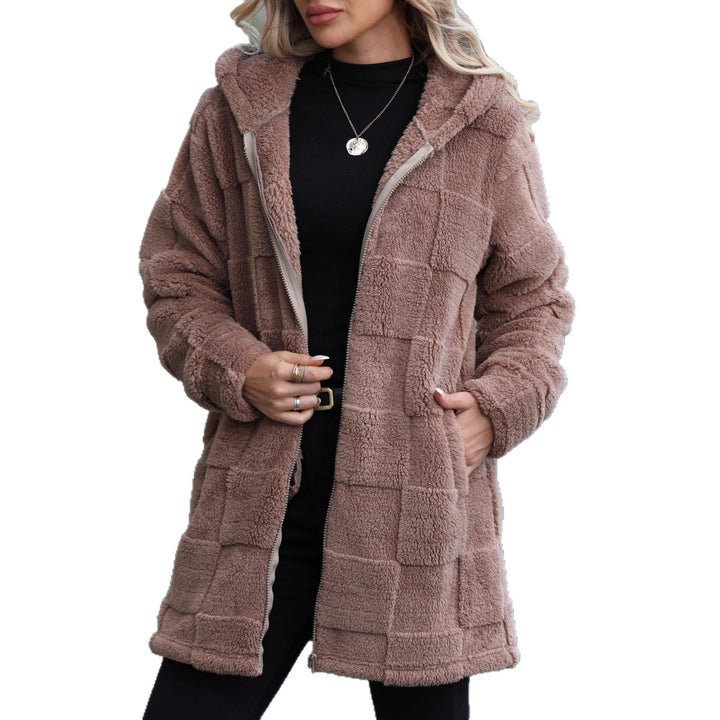 Damen Plüsch-Hoodiejacke mit reißfestem Reißverschluss und praktischen Taschen Drune