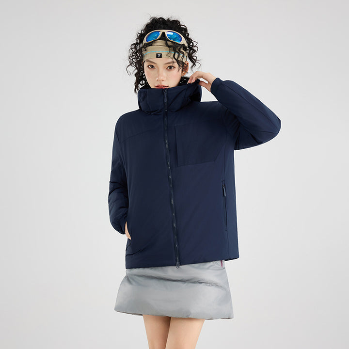 Damen Isolierte Outdoor-Steppjacke mit Kapuze, Brustpasse und elastischen Bündchen Drune