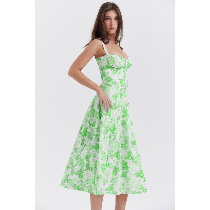 Damen Maxikleid mit floralem Design und elegantem Schlitz Drune