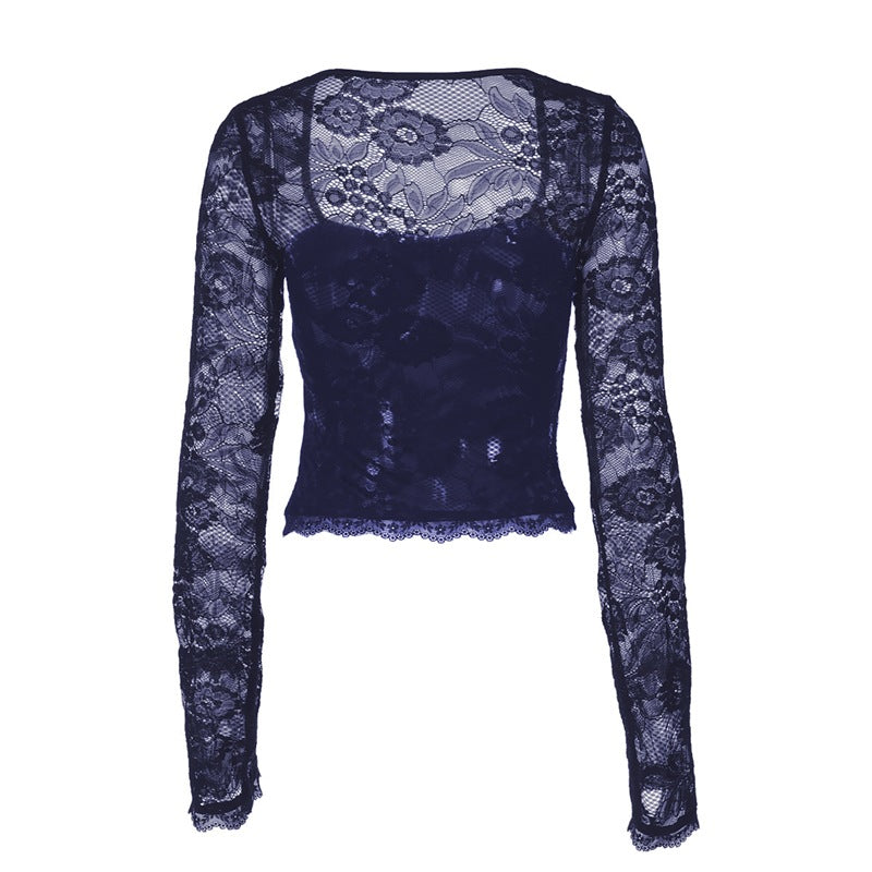 Damen Elegantes Oberteil mit Spitzendetails Drune