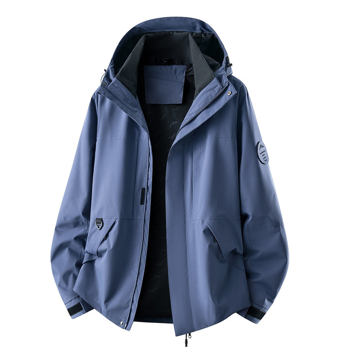 Herren Wasserabweisende Oversize-Outdoorjacke mit Kapuze, atmungsaktivem Softshell & Utility‑Taschen Drune