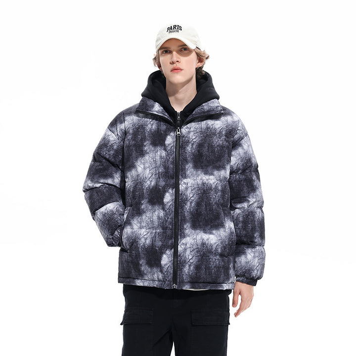 Herren Wattierte Kapuzenjacke mit Samtoptik, hohem Kragen und elastischen Bündchen Drune